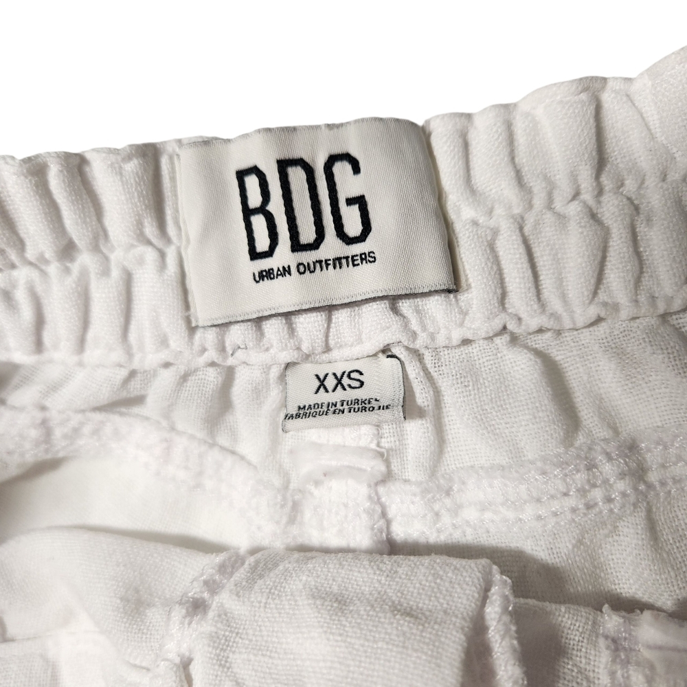 BDG White Linen Multi Pocket Cargo Pants Slouchy Baggy Indie Boho Grunge XXS - Picture 13 of 16
